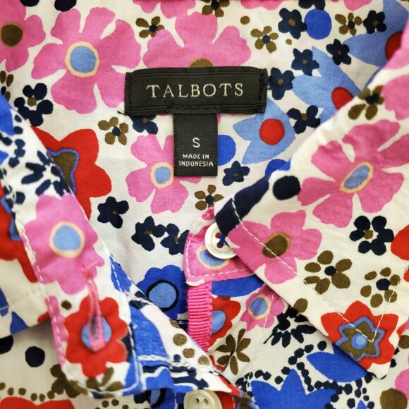 Talbots Classic Casual Button Down Shirt Floral Happy Forest Print Women's Small - Picture 11 of 12